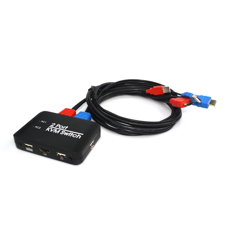 2 порта Usb Hdmi Kvm переключатель с кабелем для двух мониторов клавиатура мышь
