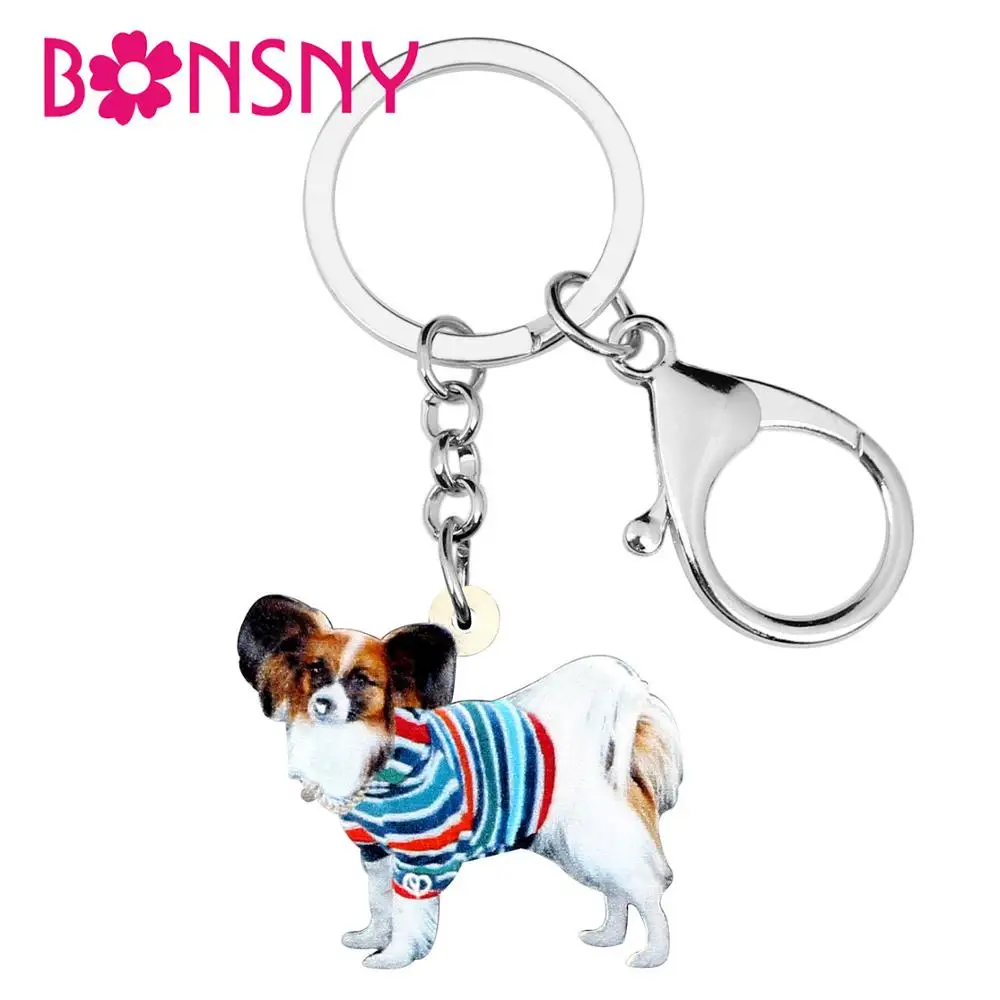 Bonsny акриловые кольца для ключей в разноцветную полоску кольцо от собаки