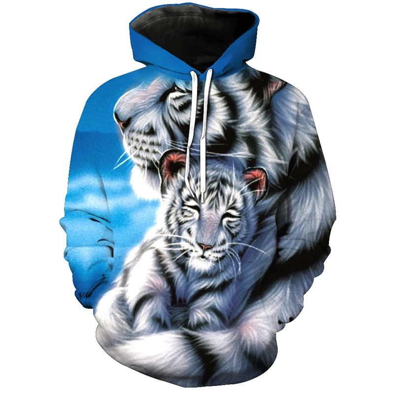 Худи мужское с 3D принтом Белых Тигров в стиле Харадзюку|sweatshirt men|3d hoodiesfashion hoodie |
