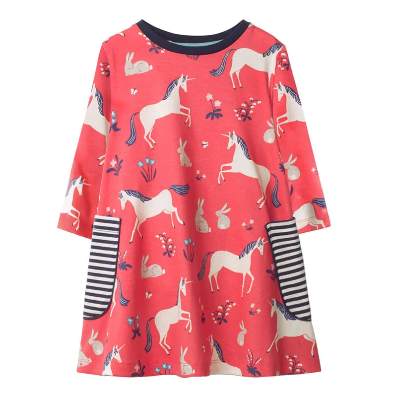 Jumping meters New Dresses with pockets autumn clothes for girls long sleeve fashion cartoon princess frocks kids dress | Детская одежда