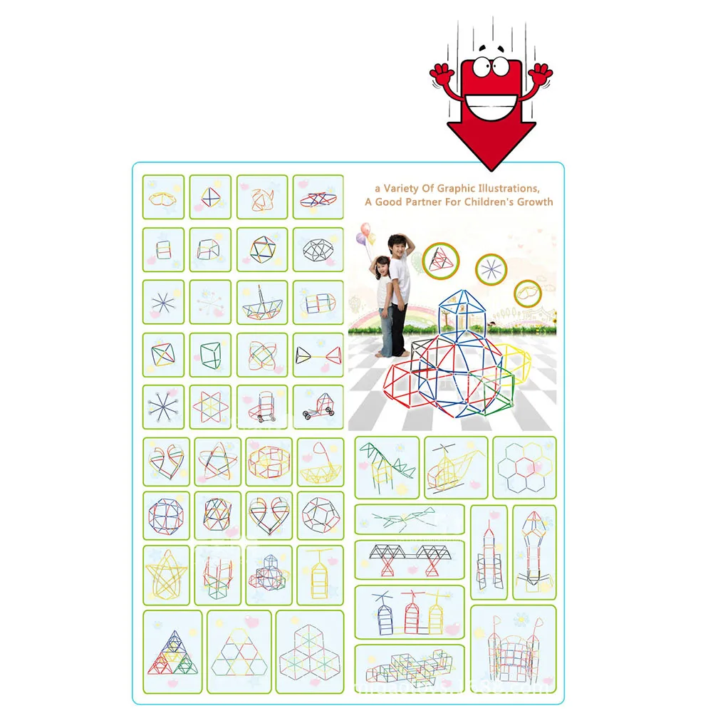 100 шт 4D DIY пластиковые игрушки, вставленные в солому строительные блоки, наборы, сборные игрушки, блоки, кирпичи, рождественский подарок для детей