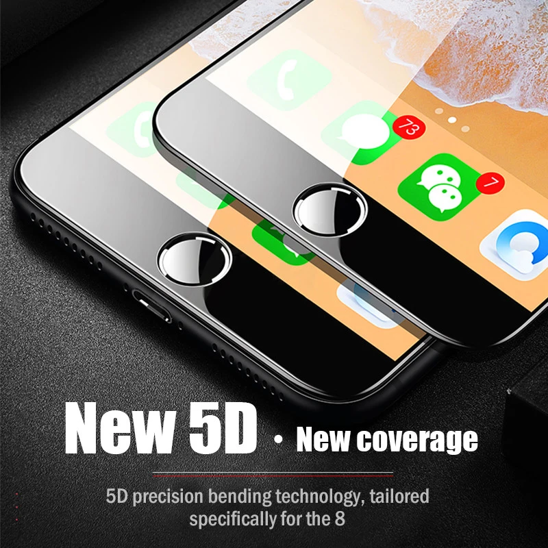RZP 5D полное покрытие закаленное стекло для iPhone 11 Pro X XR XS Max 6 6s 7 8 Plus Защита экрана S