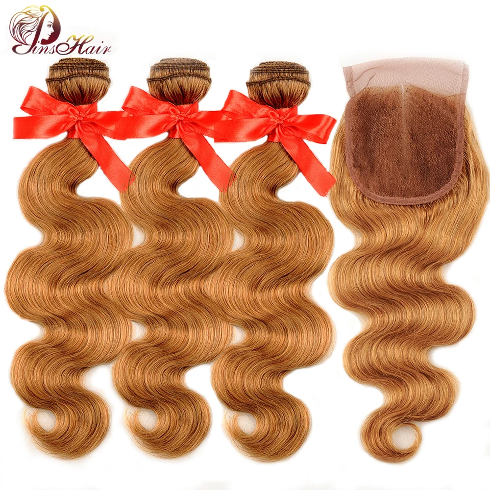 27 бразильских волос Блонд волнистые пучки с застежкой человеческие волосы Pinshair 3