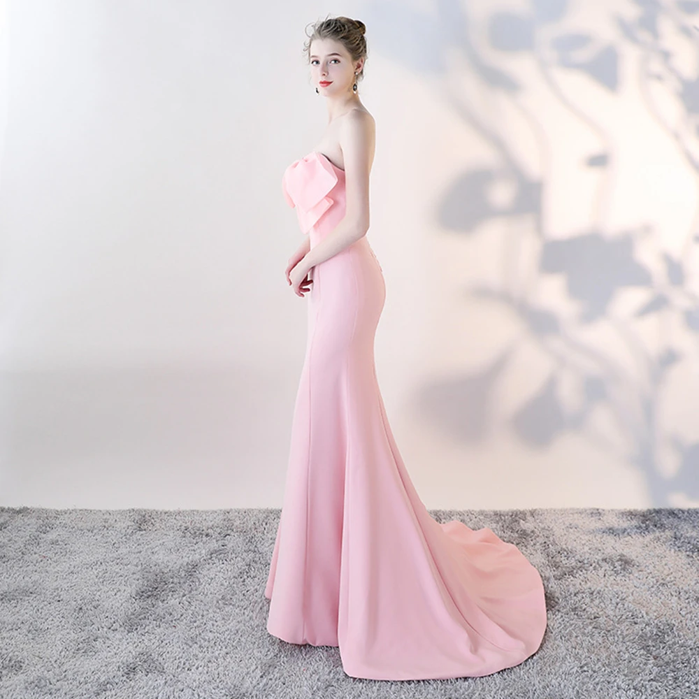 

Autumn Winter Strapless Dress Women Vestidos Verano Long Maxi Dress Mermaid Prom Evening Gown Elegant Wedding Party Long Dress