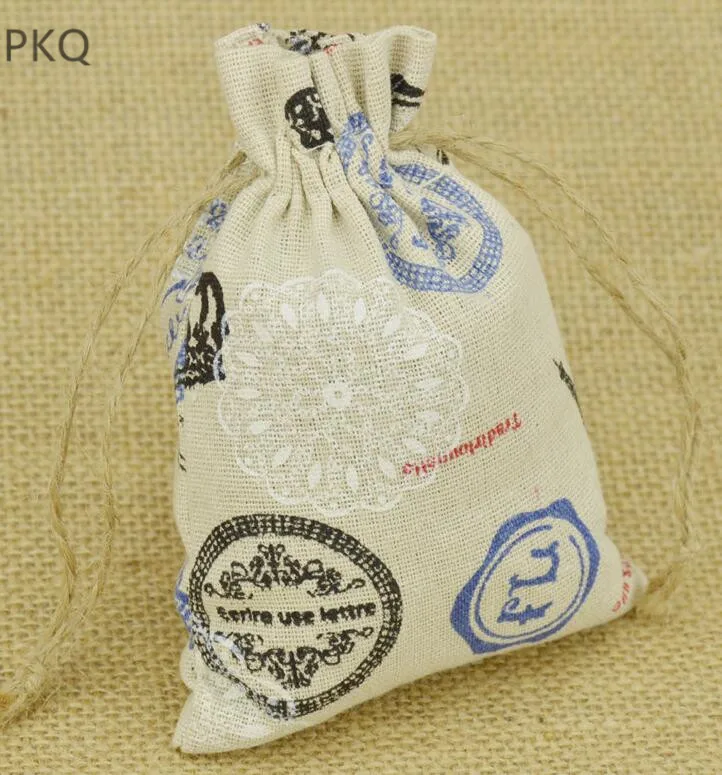 Jewelry Packaging Display bag Drawstring Packing Gift Bags 10pcs/lot Cotton Linen Storage Package Bag Small Coin Purse 9.5x13cm | Дом и сад