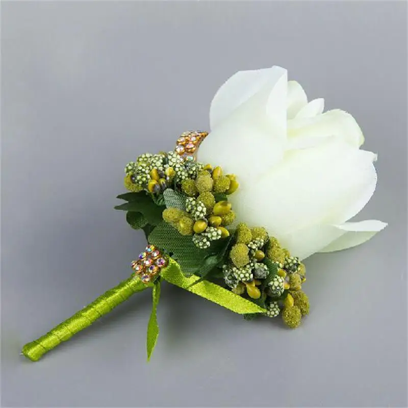 1 шт. корсаж цвета слоновой кости для мужчин жениха шафера Шелковая Роза цветок