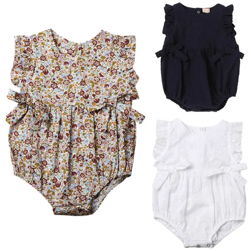 

Newborn Baby Girls Bowknot Bodysuits Clothes Babies Girl Floral One Pieces Hollow Out Playsuit Outfits Clothing
