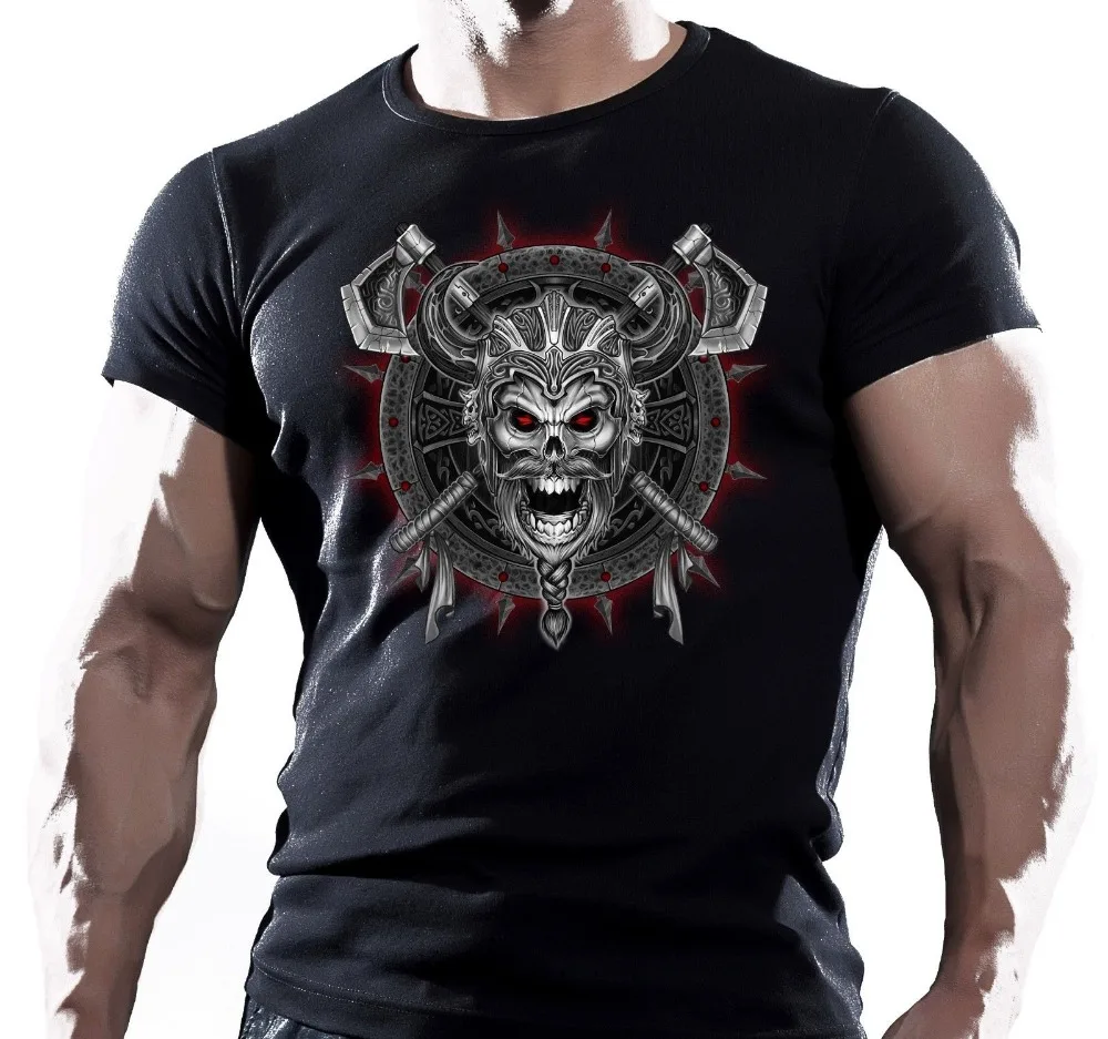 Новая мужская футболка Viking Skull Shield Mma Fighting Workout Motivation Мужская Muay Thai забавная с