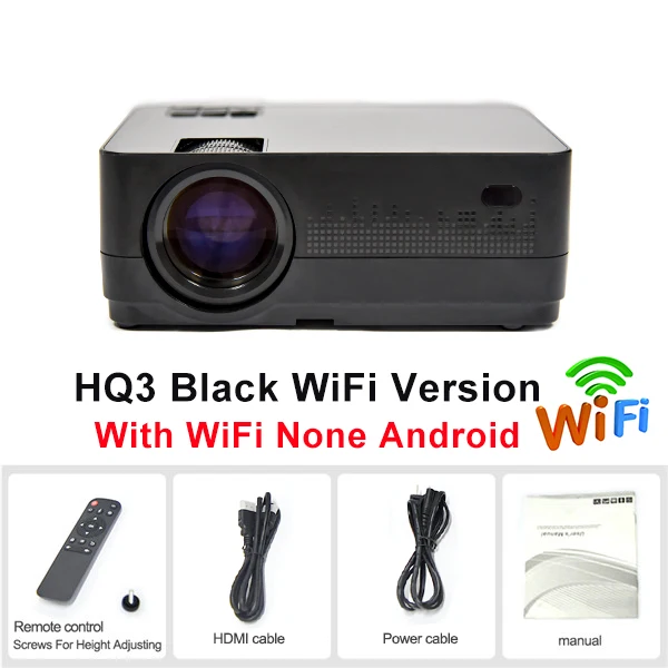 Новейший HQ3 WiFi проектор видео проектор Everycom HQ2 3000 Lumi HD 1280*720P светодиодный проектор для домашнего кинотеатра - Цвет: HQ3 Black WiFi