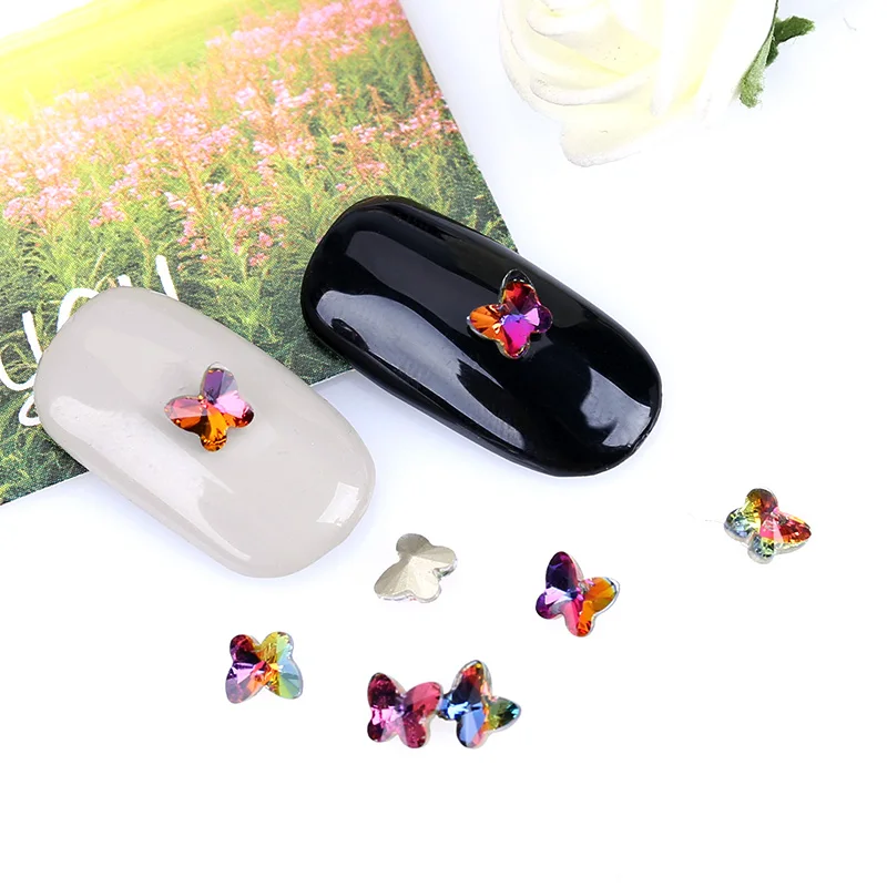 10 шт./лот дизайн бабочки Красочные 3D маникюрные клеи украшения блестящее пламя