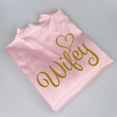 C & Fung невесты wifey халат Золотой атласный белый свадебный peignoir femme подарок для