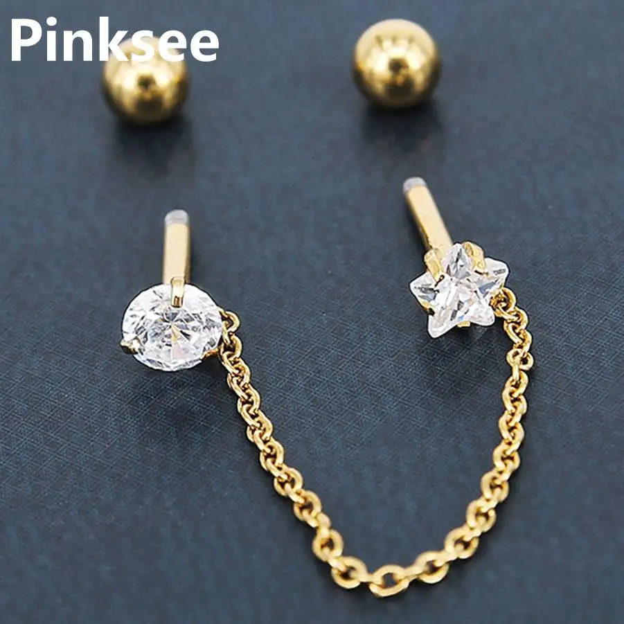 1 шт. титановое кольцо для губ Labret с цирконом анодированное внутренняя резьба