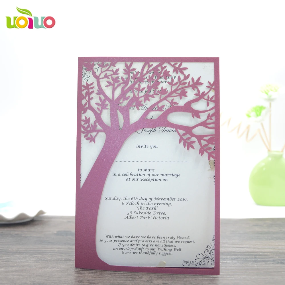Свадебные приглашения пригласительные открытки с лазерной резкой дерева для