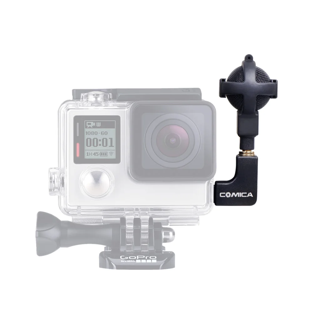 Профессиональный микрофон CoMica для спортивных экшн-камер GoPro с двумя микрофонами
