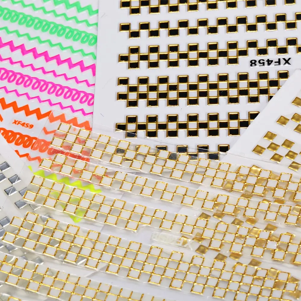 Gustala 1 Sheet Nail Art Decal Sets Plaid Gold Mix Designs Sticker Tool DIY Stickers | Красота и здоровье