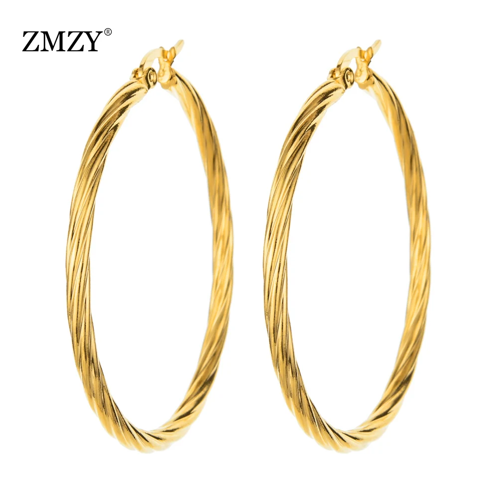 KD075 ZMZY модные ювелирные серьги из нержавеющей стали для женщин большие золотые овальные серьги-кольца аксессуары в стиле панк подарок оптом - Окраска металла: KD075