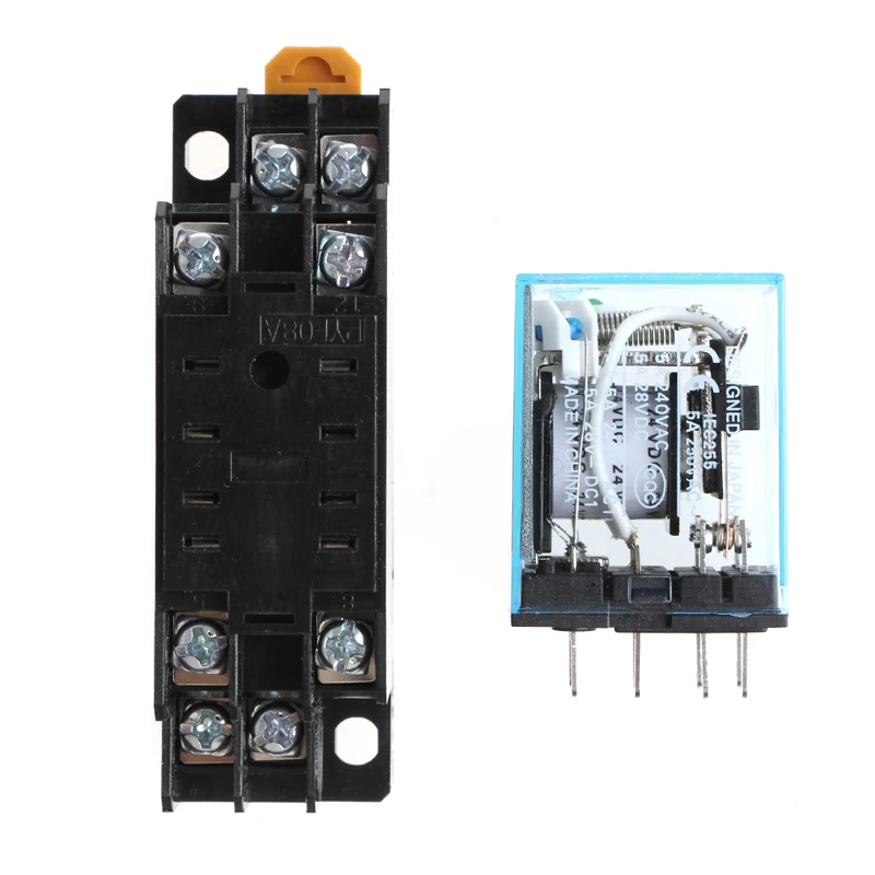 8 Pin MY2NJ реле 24V DC маленький 5A DPDT катушка мини Восток электромагнитное с гнезда