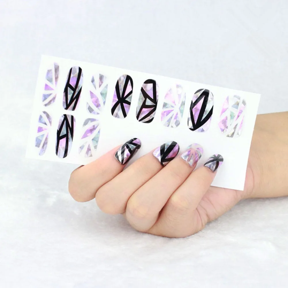 5 шт./лот блестящий дизайн ногтей разбитое стекло трафарет для пальцев наклейки