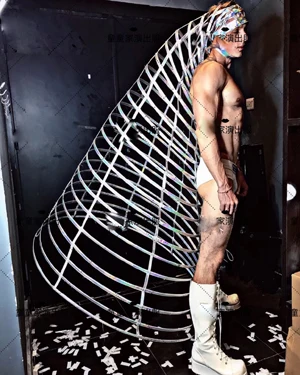 B Модель для ночного клуба, подиум, полый Серебряный лазер, цветной, на заказ, бар, ГОГО, костюм для ночного клуба, красочные ds шоу, броня для мужчин, wo для мужчин - Цвет: B