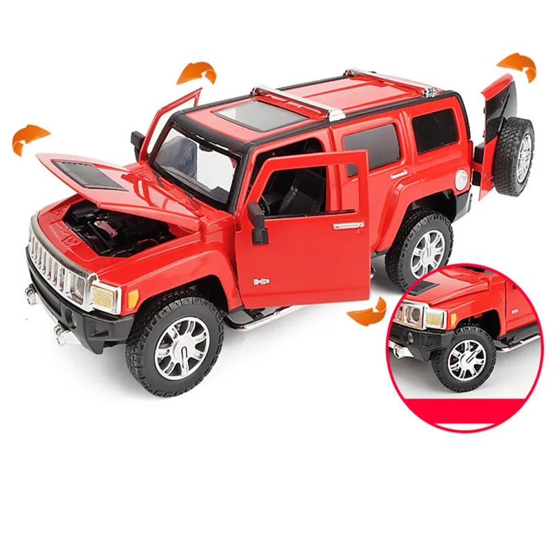 Модель автомобиля из цинкового сплава Hummer H3 1:24 металлическая модель звукового и