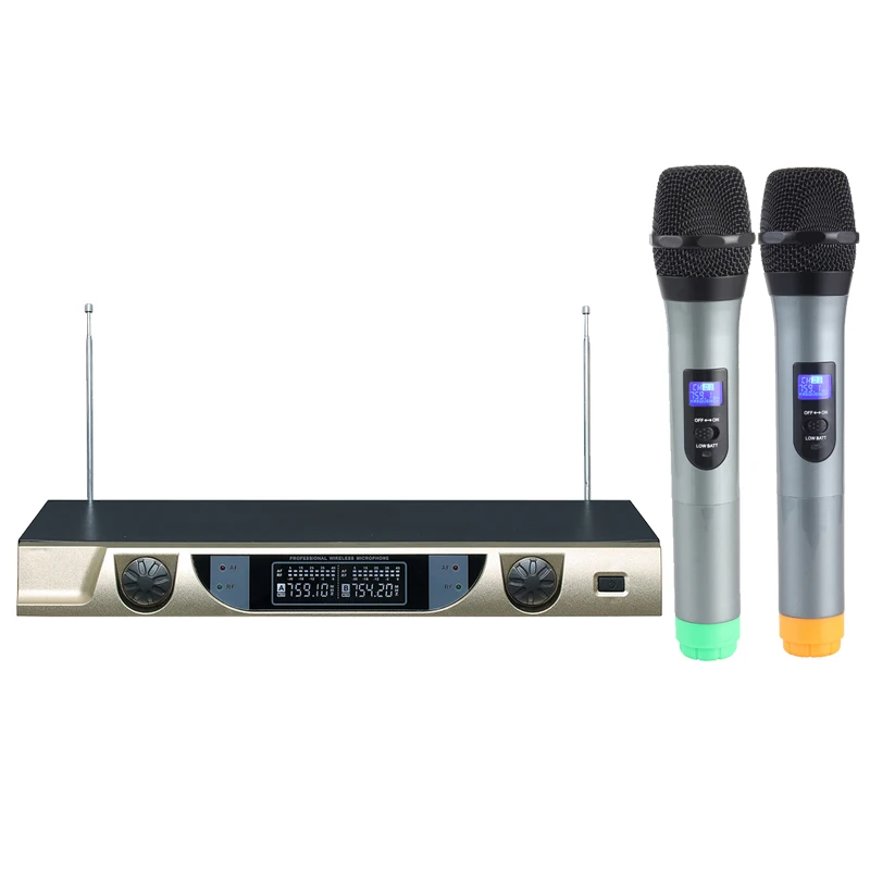 VHF двойной ручной регулируемый реверберации беспроводной микрофон MV-2000 с