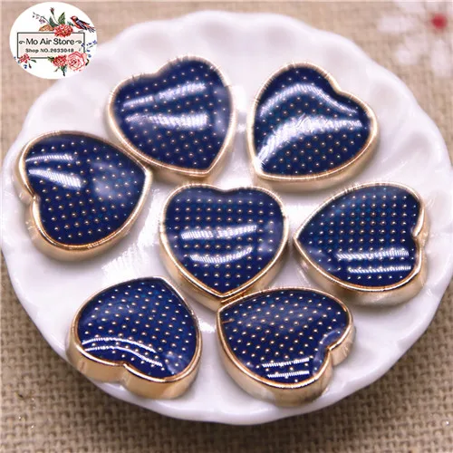 blue 50pcs 50 шт. 12 мм Сердце нежные разноцветные пуговицы домашний сад ремесла Кабошон Скрапбукинг DIY аксессуары - Цвет: blue 50pcs