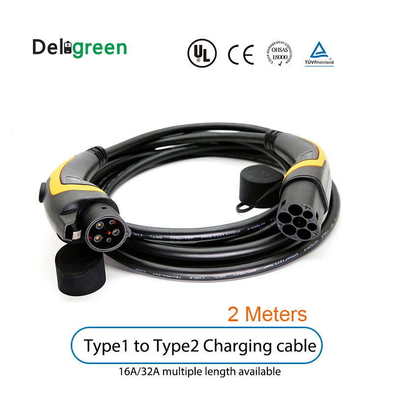 16 А 32 2 метра J1772 EV зарядный кабель SAE тип 1 для типа IEC62196 зарядная станция
