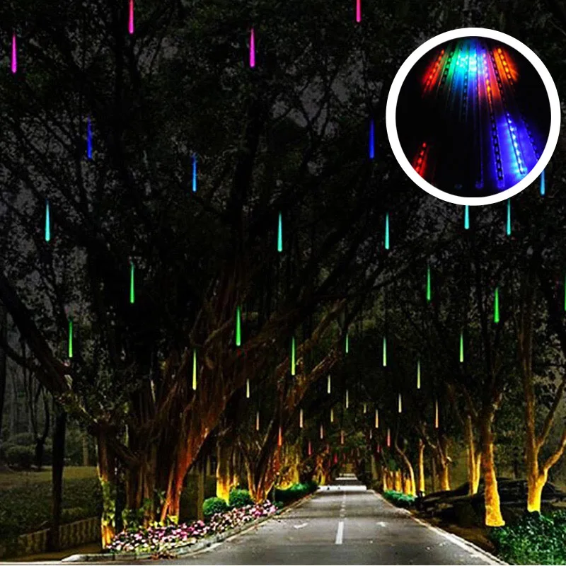 Colorful 8 шт. светодиодные трубки для душа 30 см Светодиодная лампа Праздничная гирлянда светильник ЕС США занавес для дома открытый сад дерево Рождество Свадебный декор - Испускаемый цвет: Colorful
