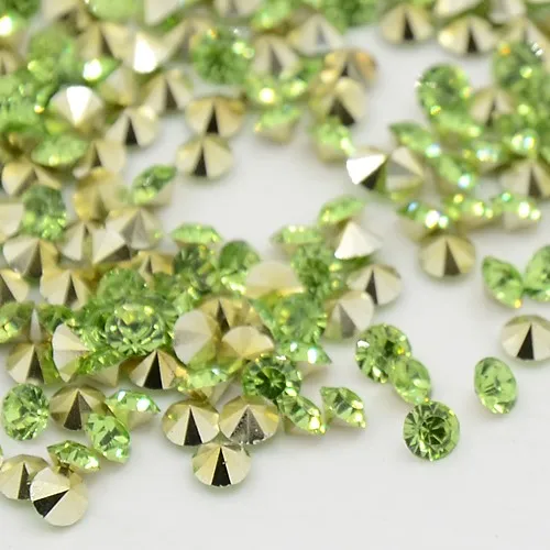 YellowGreen 2 мм, 2,5 мм, 3 мм, 3,5 мм, 4 мм, цветные круглые с заостренным фольгированным дном стразы из смолы с конусовидным кристаллом для дизайна ногтей, украшения для телефонов, сделай сам - Цвет: YellowGreen