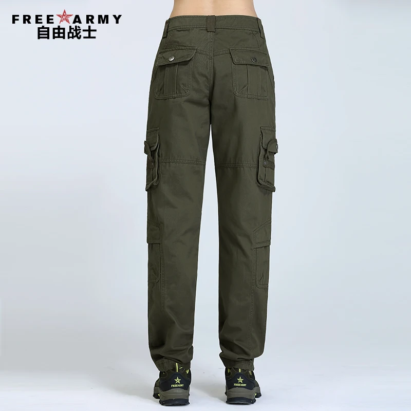 Autumn Brand Women Cargo Pants Casual Green Pockets Decoration Patchwork Joggers Trousers | Женская одежда