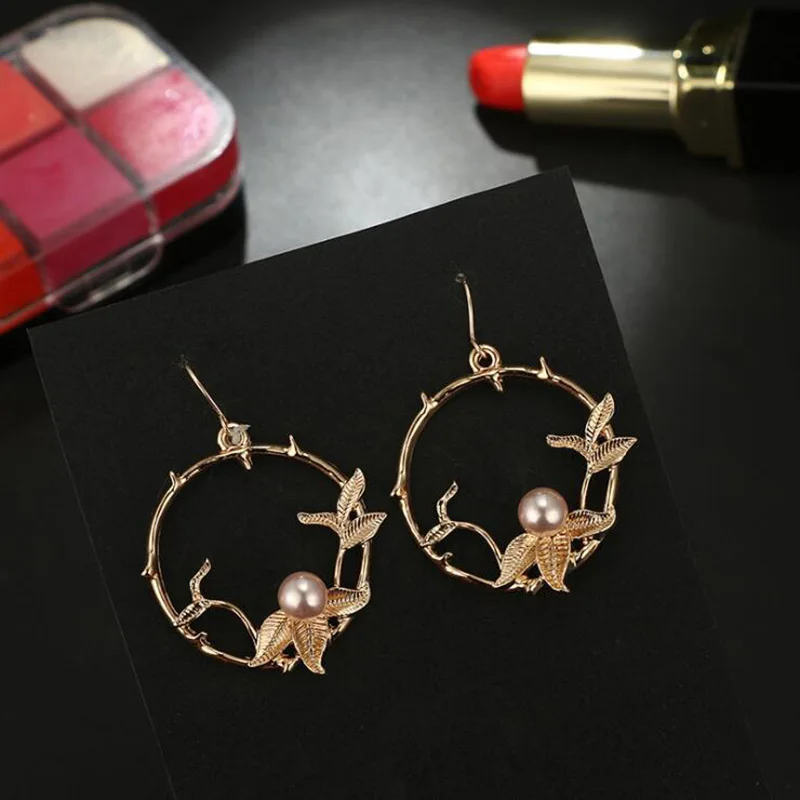 Темпераментные серьги в стиле ретро для девушек сердца абрикосового листа