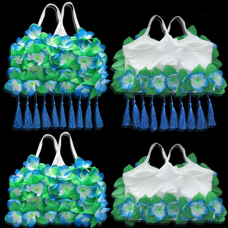 Женский Гавайский Цветочный Бюстгальтер с кисточкой кулон танец хула аксессуары