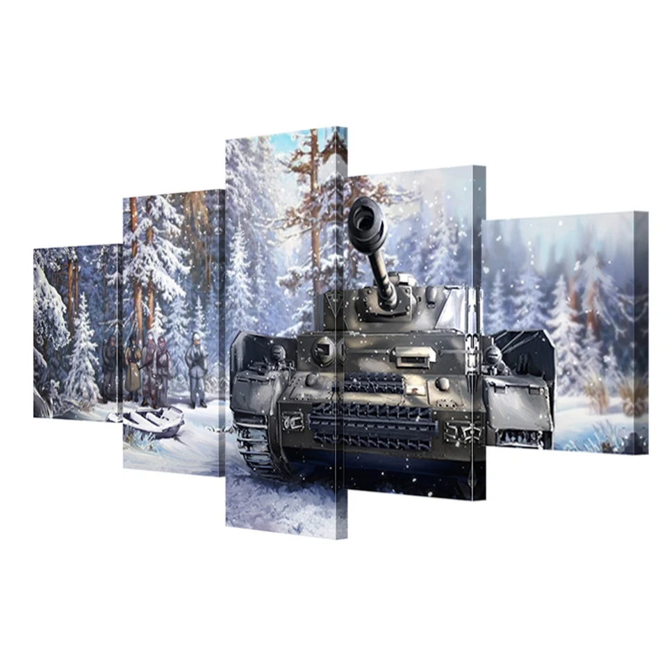 5 Piece Canvas Painting Tanks Snow Scene Framework home decor print poster frame wall art WD-1542 | Дом и сад