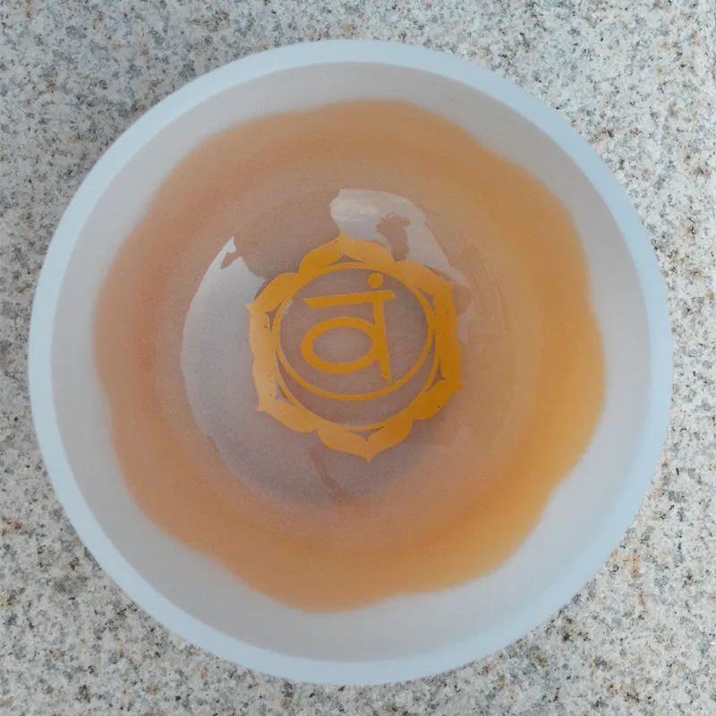 HF 11 дюймов окрашенный лотос и чакра символ матовая миска любая заметка кристалл