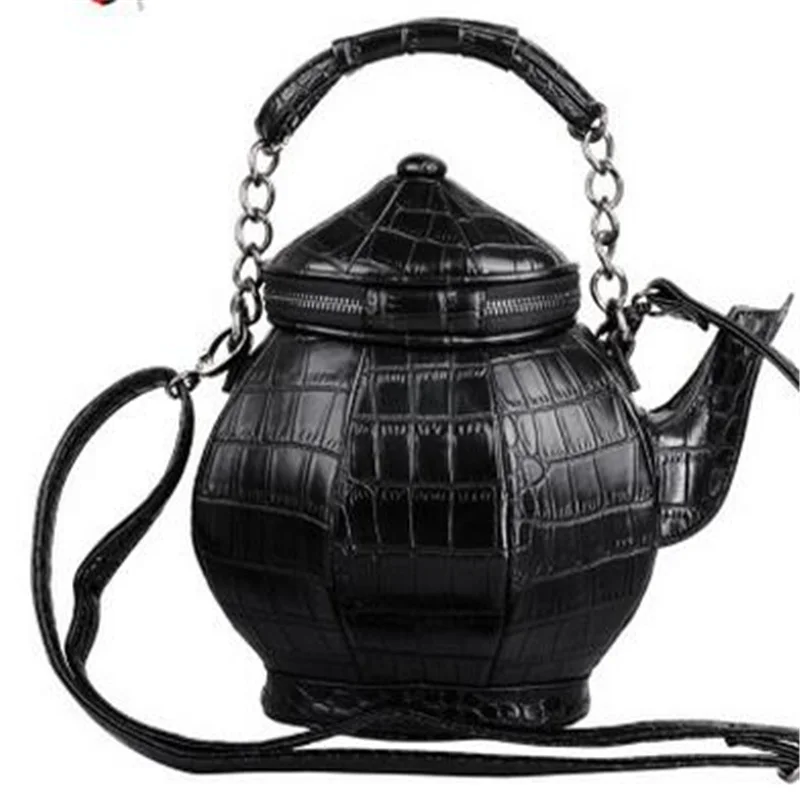 

2017 New Fashion PU Leather Women Handbags Black Teapot Han Style Shoulder Bags Black Personality Unisex Travel Messenger Bags