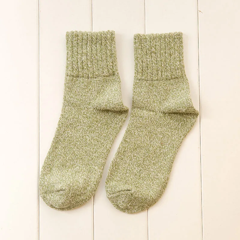 D light green 5 пар, новинка года, женские носки в японском стиле однотонные носки ярких цветов для девочек осенне-зимние шерстяные толстые теплые удобные носки Meias - Цвет: D light green