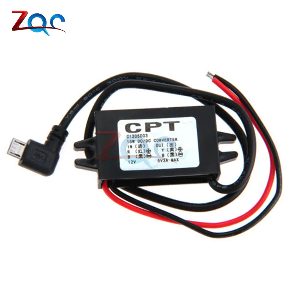 Bend Micro USB DC-DC 12 В до 5 В 3 А 15 Вт автомобильный преобразователь питания Micro Mini USB понижающий напряжение источник питания выходной адаптер низкий нагрев автоматическая защита - Цвет: Bend Micro USB