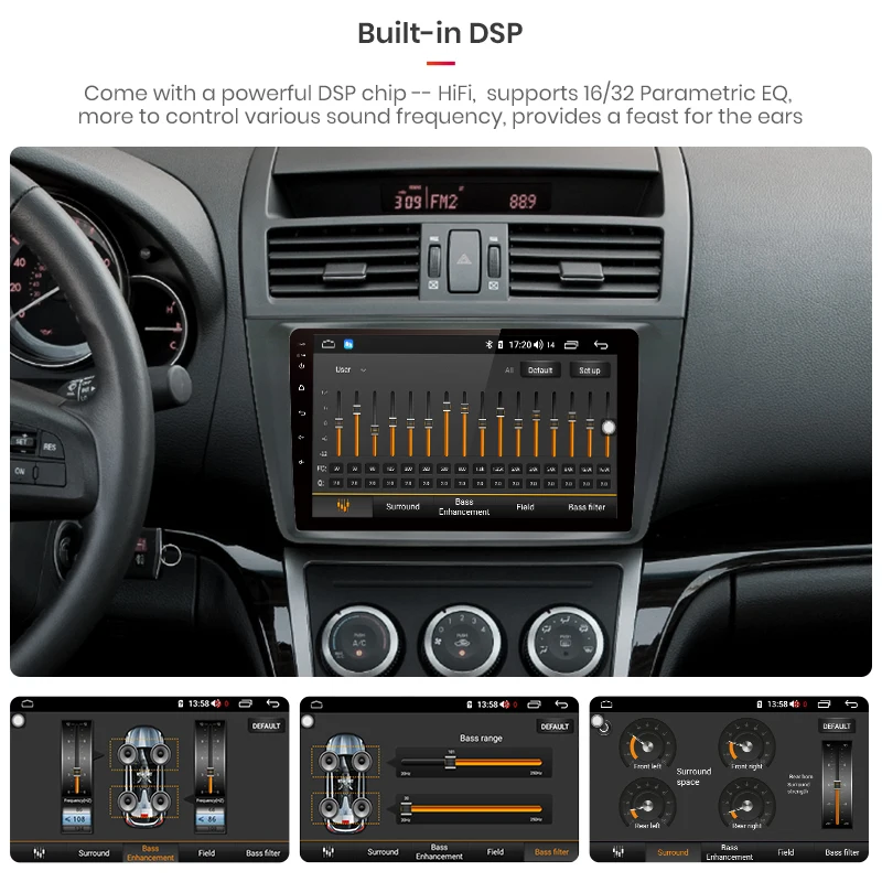 AWESAFE Android 8.1 2 Din 9'' CarPlay DSP Car radio Multimedia Video Player auto Stereo GPS MAP For Mazda 6 II Ultra 2007-2012 |