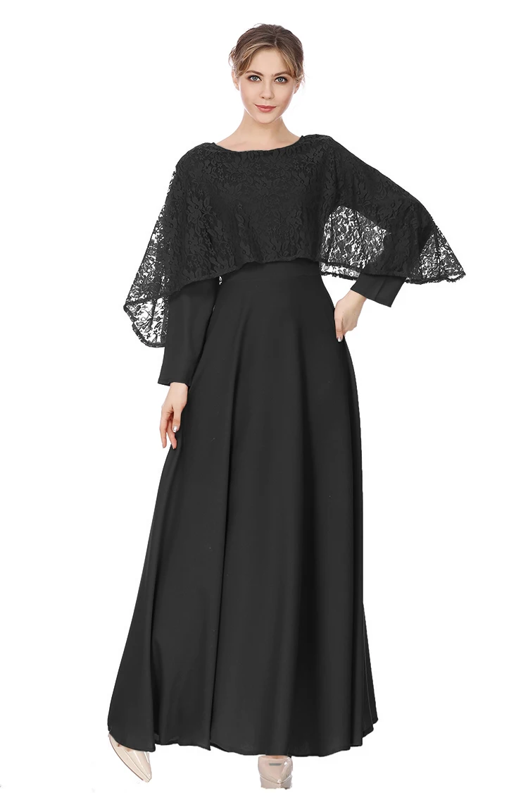 Мусульманское Кружевное Платье макси с длинным рукавом Дубай Abaya Jalabiya