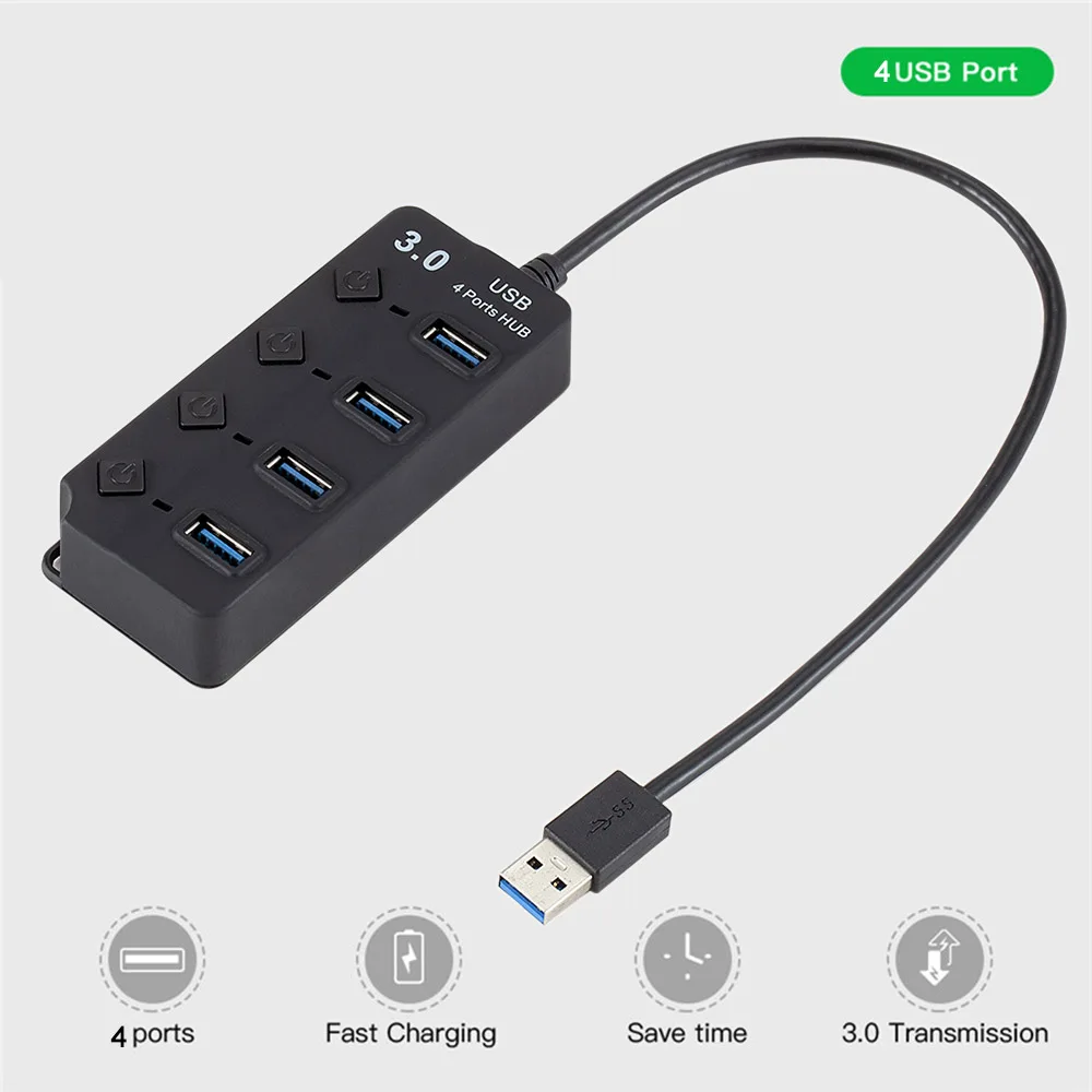 Высокоскоростной usb концентратор 3 0 разветвитель 4 порта с переключателями