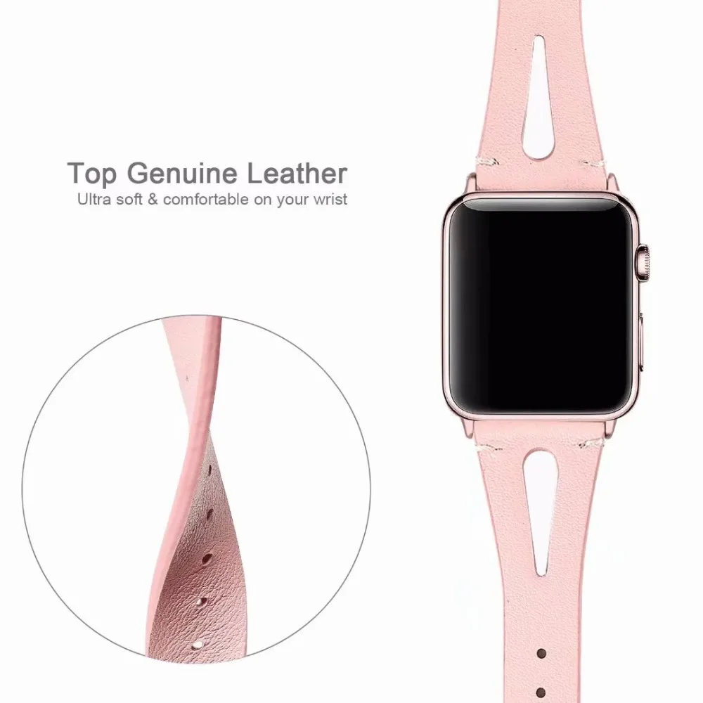 Узкая петля для Apple Watch кожаный ремешок 40 мм 44 мм для iwatch 38 мм 42 мм ремешок серии 5 4 3 2 1