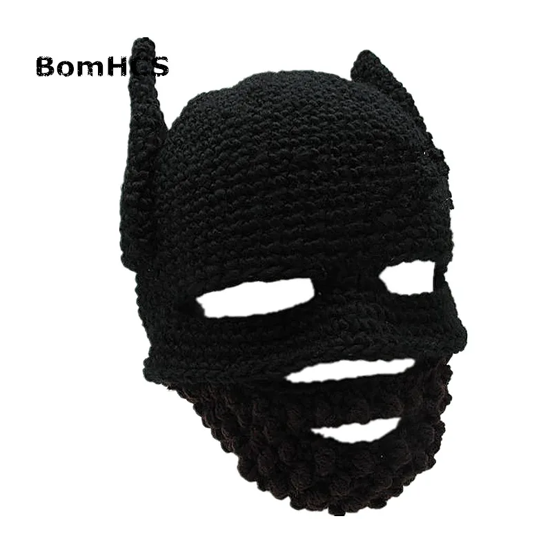 BomHCS шапка с бородой рыцарская Gorro ручной работы вязаная крючком зимняя теплая