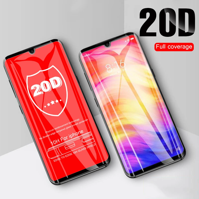 20D изогнутое Защитное стекло для Xiaomi Redmi 7 Note 7 Pro Защита экрана для Xiaomi Redmi 6A Note 6 Pro закаленное стекло