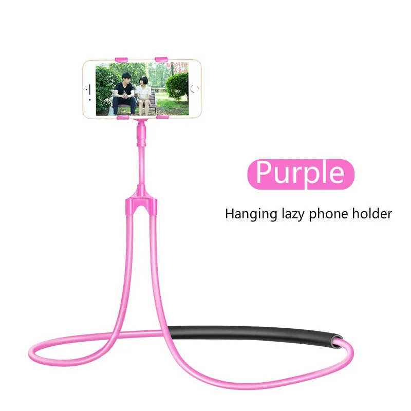Purple Держатель для ленивого телефона, вращающийся на 360 градусов, гибкие длинные руки, держатель для мобильного телефона, стол, стол, зажим, кровать, ленивый кронштейн, подставка для смартфона - Цвет: Purple