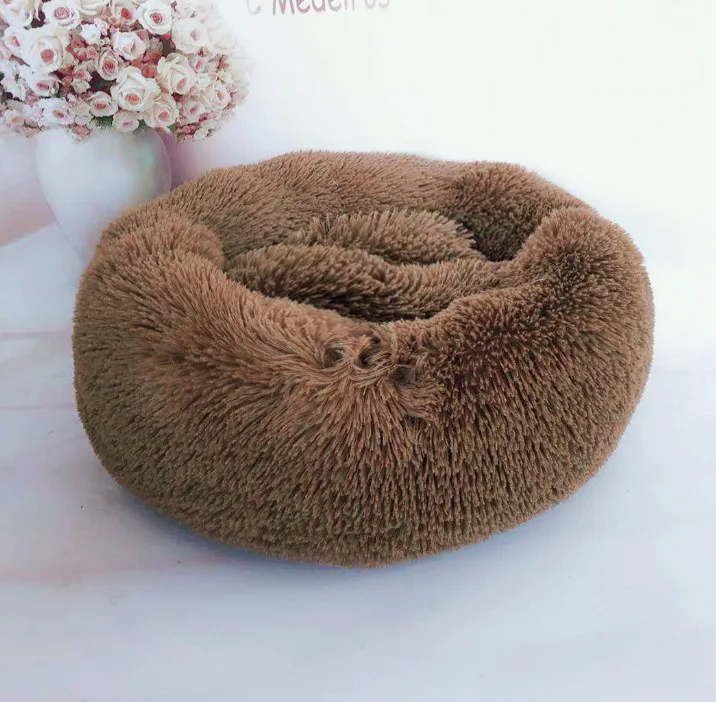 Brown Макарон круглый коврик для собак Горячая фотогрейп корзина моющиеся маленькие пончики собачий дом супер мягкие хлопковые коврики для кошек диван для домашних животных продукты - Цвет: Brown
