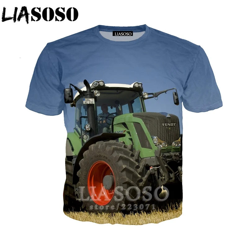 LIASOSO Летний Новый мужской женский модный свитшот 3D принт машина трактор Футболка