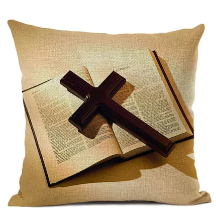 11 Art cushion cover Christian culture Bible cross Jesus pattern cotton and hemp pillow living room sofa decoration 45x45cm - Цвет: 11