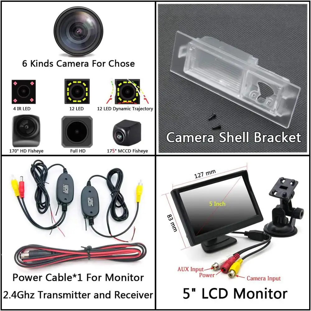 Cam Wireless 5 LCD 175 градусов рыбий глаз CCD резервный беспроводной монитор парковки камера заднего вида для Jeep Renegade - Название цвета: Cam Wireless 5 LCD
