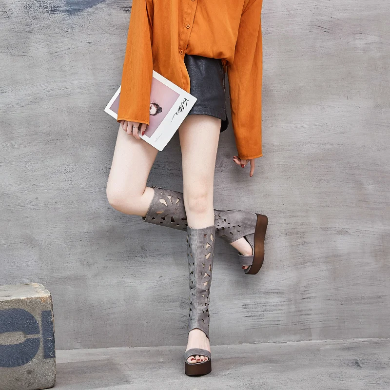OLOMM net boots hollow belt with 2019 summer new thick-soled cool fish mouth fashion wild women sandals TT-247 | Обувь