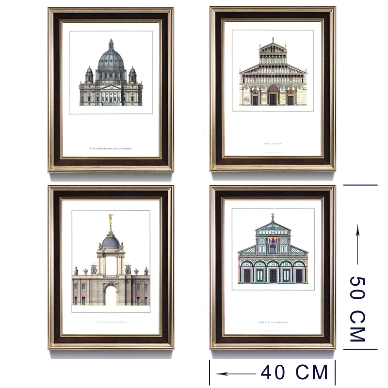 Европейский ретро архитектурный дизайн классический постер Картина на холсте